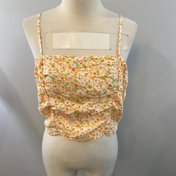 NWOT‎ BP Ruched Crop Camisole in Orange- White Tamara Daisy (M) - Picture 3 of 10